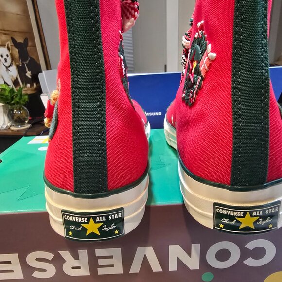 Converse Chuck 70 Hi Christmas 'Gingerbread & Knit Sock' Red A12454C MENS SZ 12 - Picture 7 of 16